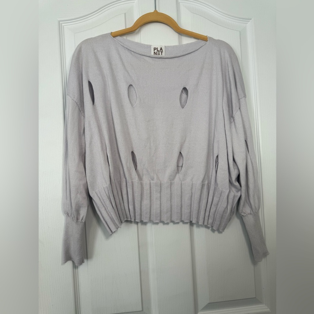 PLANET by Lauren G Gray/Lavender Color Sweater Pima Cotton